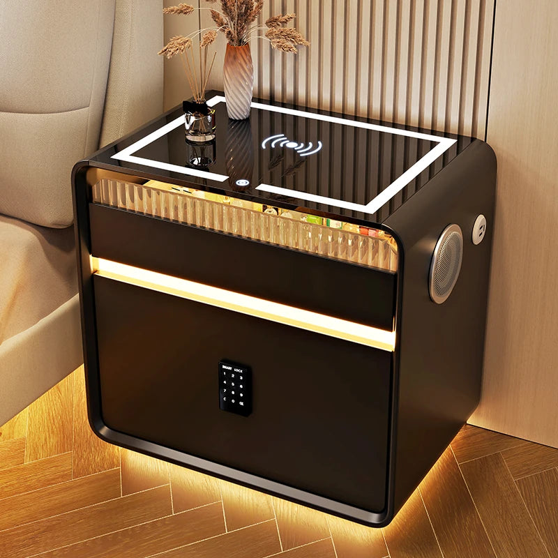 Furniture Bedside Table Nightstands Bedroom Intelligent Sensor Light Wireless Charging Style Multifunction Nachttis Auxiliary