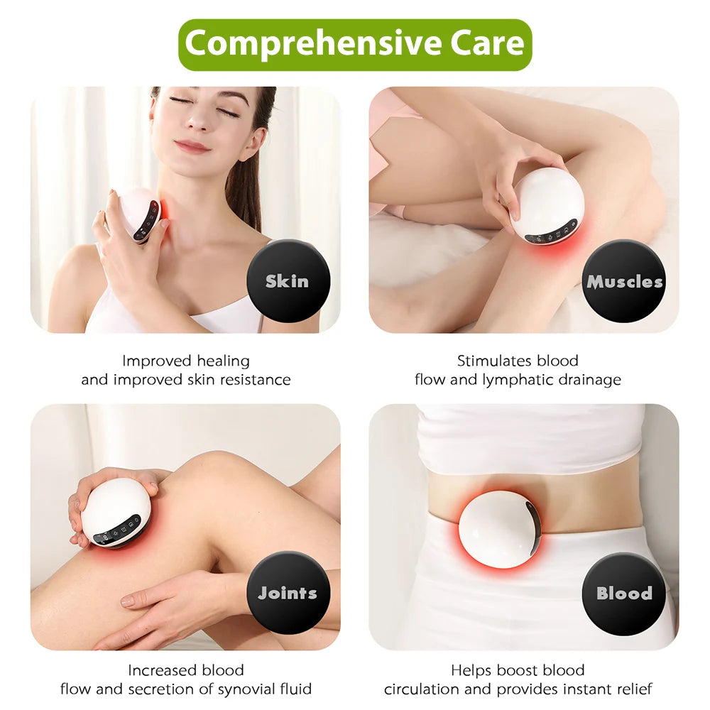 Electric Cupping Massage Guasha Scraping EMS Body Massager Vacuum Cans Suction Cup IR Heating Anti-Cellulite Fat Burner Slimming