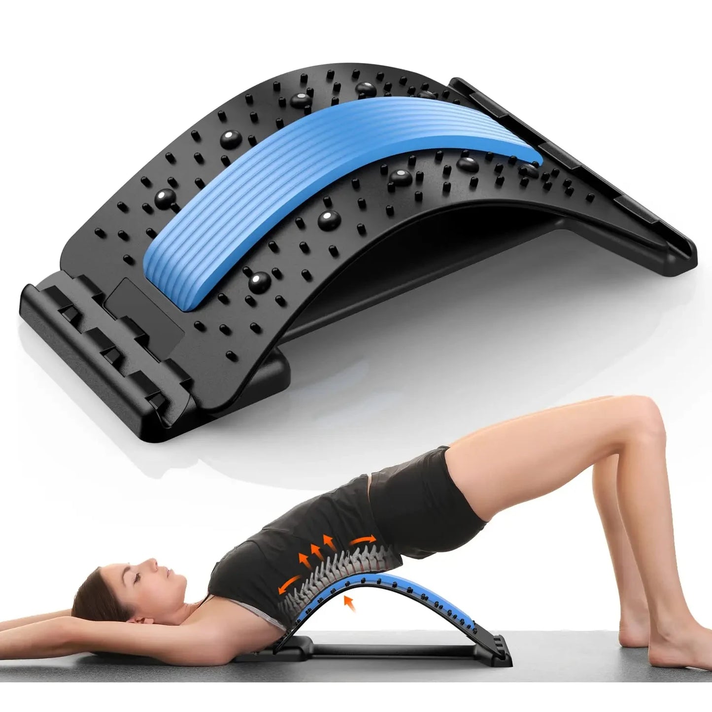 Multi-Level Back & Neck Stretcher - Adjustable Lumbar Support for Deep Stretch, Yoga-like Flexibility