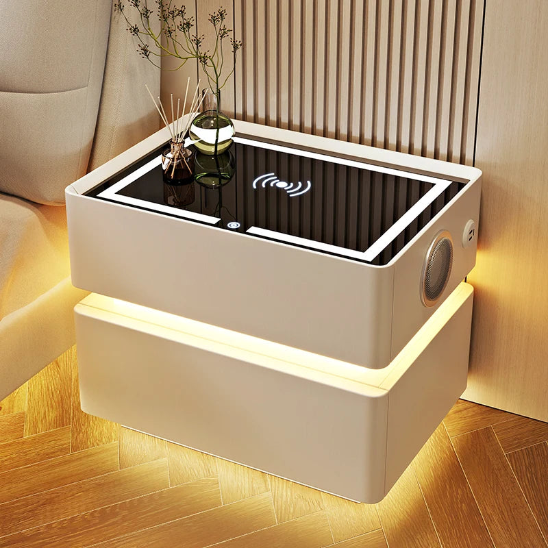 Furniture Bedside Table Nightstands Bedroom Intelligent Sensor Light Wireless Charging Style Multifunction Nachttis Auxiliary