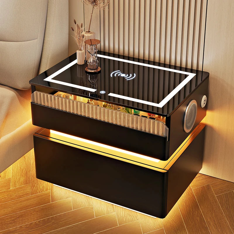 Furniture Bedside Table Nightstands Bedroom Intelligent Sensor Light Wireless Charging Style Multifunction Nachttis Auxiliary