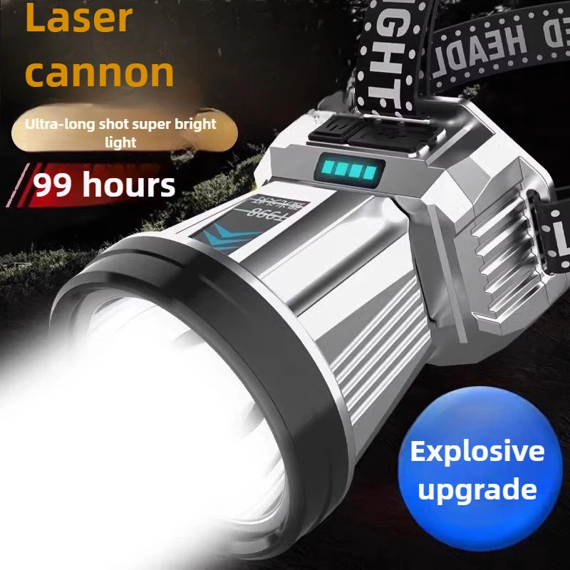 Headlight head mounted strong light charging ultra bright fishing special ultra long endurance lithium battery flashlight mining