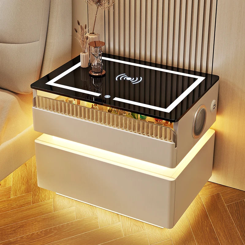 Furniture Bedside Table Nightstands Bedroom Intelligent Sensor Light Wireless Charging Style Multifunction Nachttis Auxiliary
