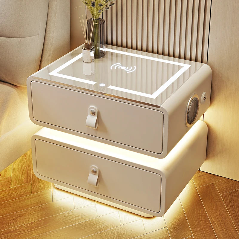 Furniture Bedside Table Nightstands Bedroom Intelligent Sensor Light Wireless Charging Style Multifunction Nachttis Auxiliary
