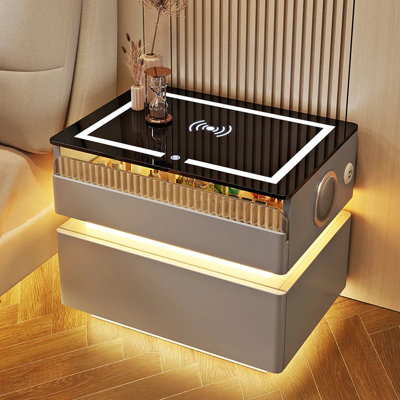 Furniture Bedside Table Nightstands Bedroom Intelligent Sensor Light Wireless Charging Style Multifunction Nachttis Auxiliary
