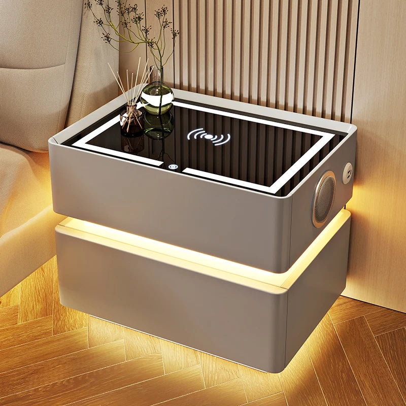 Furniture Bedside Table Nightstands Bedroom Intelligent Sensor Light Wireless Charging Style Multifunction Nachttis Auxiliary