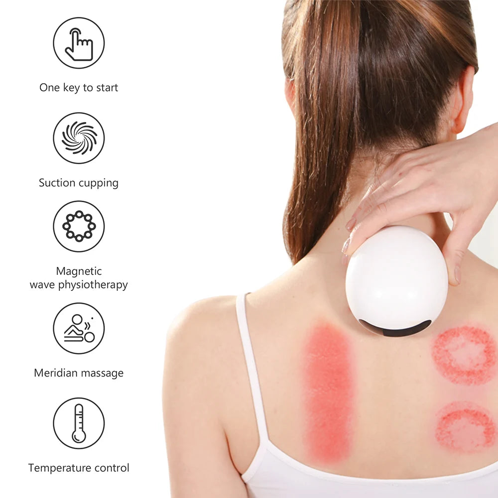 Electric Cupping Massage Guasha Scraping EMS Body Massager Vacuum Cans Suction Cup IR Heating Anti-Cellulite Fat Burner Slimming
