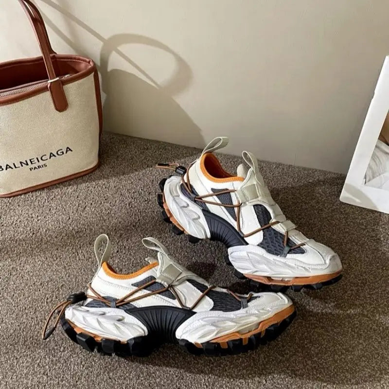 2025 Summer Casual Men's Breathable Trend Fashion Sports Fried Street Sneaker Platform Dad Shoes