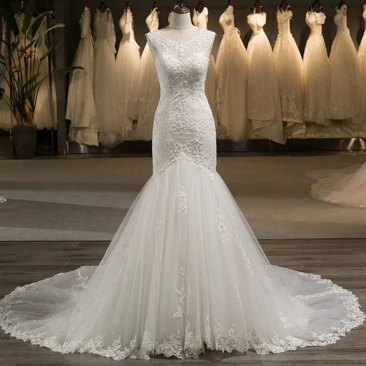 Elegant Customized Wedding Dresses  Luxury Mermaid Bridal Gowns Lace Tank Backless Bride Robes Classic New vestido de novia