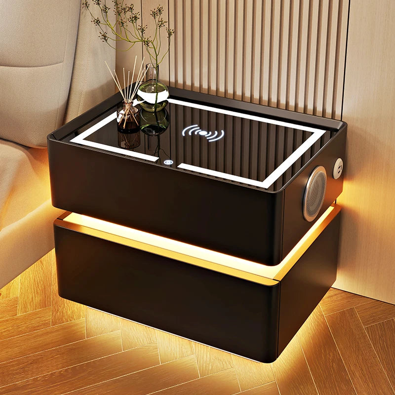 Furniture Bedside Table Nightstands Bedroom Intelligent Sensor Light Wireless Charging Style Multifunction Nachttis Auxiliary