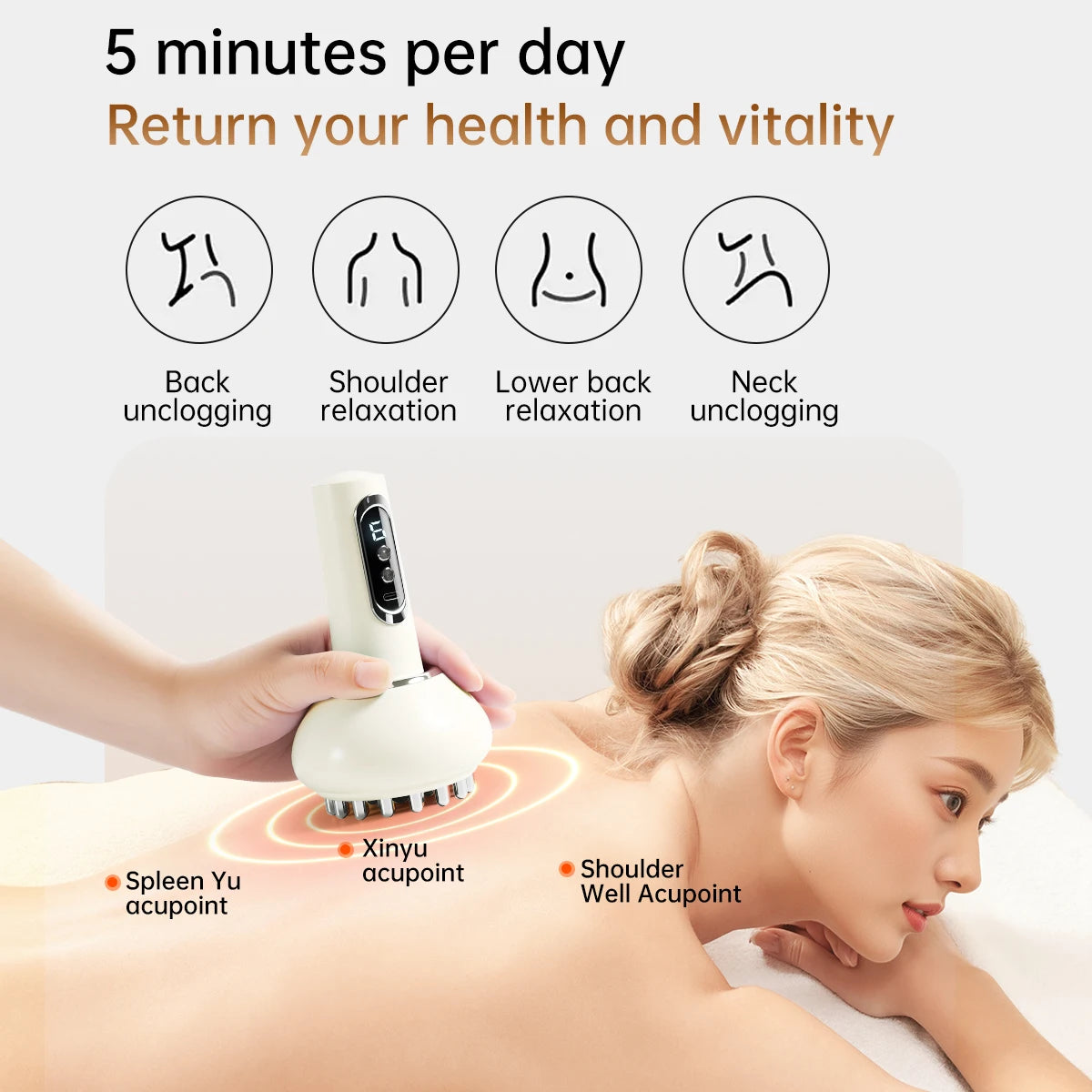 Electric Gua Sha Scraping Massager Smart Home Use Meridian Therapy Microcurrent Pulse Moxibustion Pain Relief Tool Device